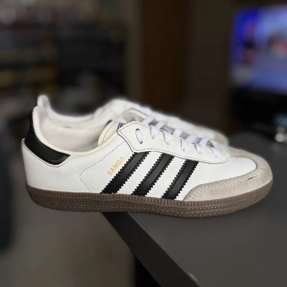 Adidas Samba OG Kids Size 1 White Black Gum Sneakers